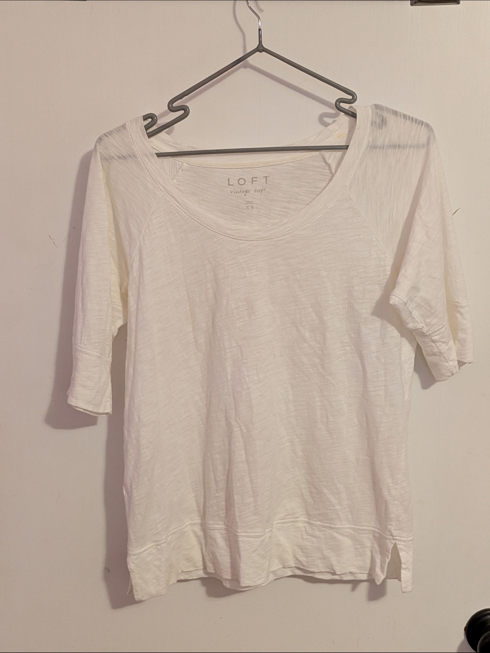 LOFT White Scoop Neck Short-Sleeve Top